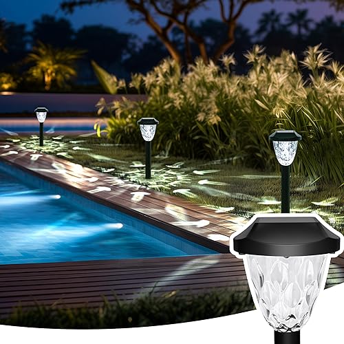 Miniatura 9 de GIGALUMI Paquete de 8 luces solares para exteriores, luces solares para caminos con gran patrón, impermeables, de encendidoapagado automático, luz