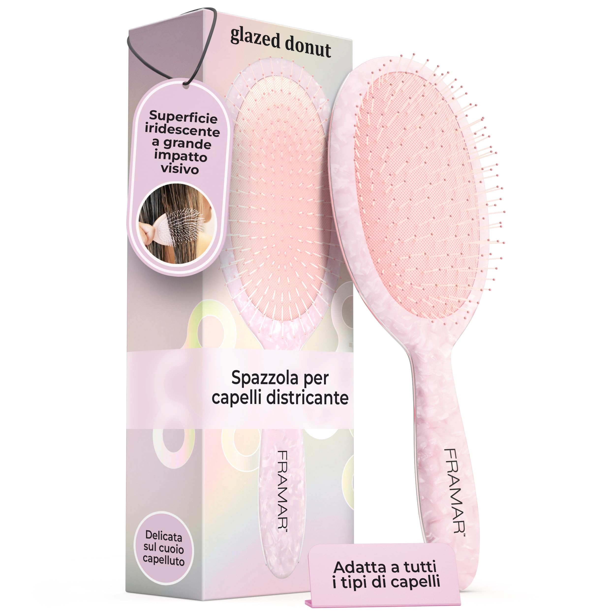 Framar Spazzola Districante Per Capelli Bagnati Iridescente - Spazzola Capelli Lisci, Ricci, Bagnati - Wet Brush Per Donne, Uomini, Bambini-image