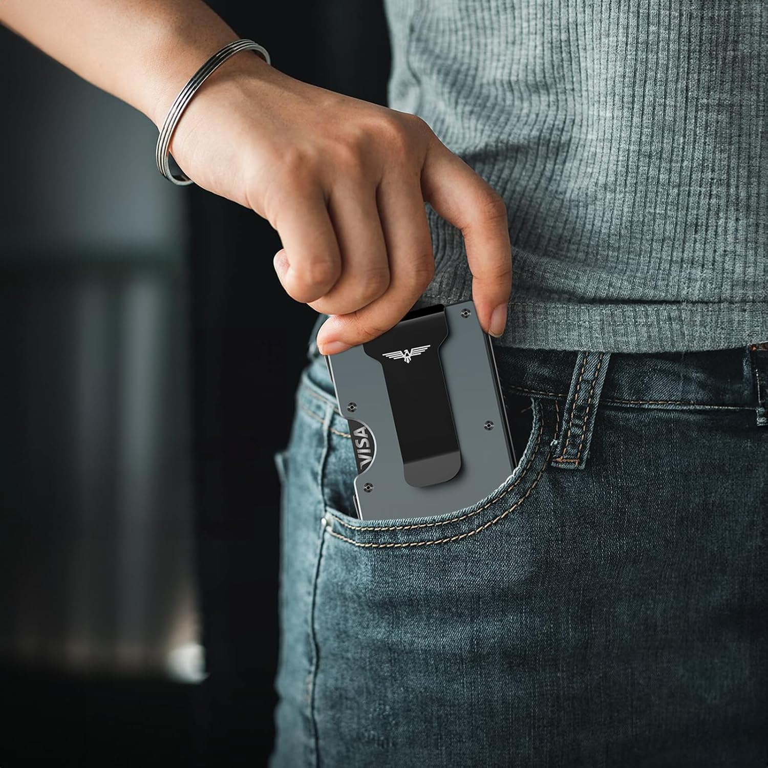 Wallet for Men, Money Clip Wallet with Cash Strap, Slim Card Wallet, RFID Blocking Card Holder, Holds up to 20 cards - Image 6