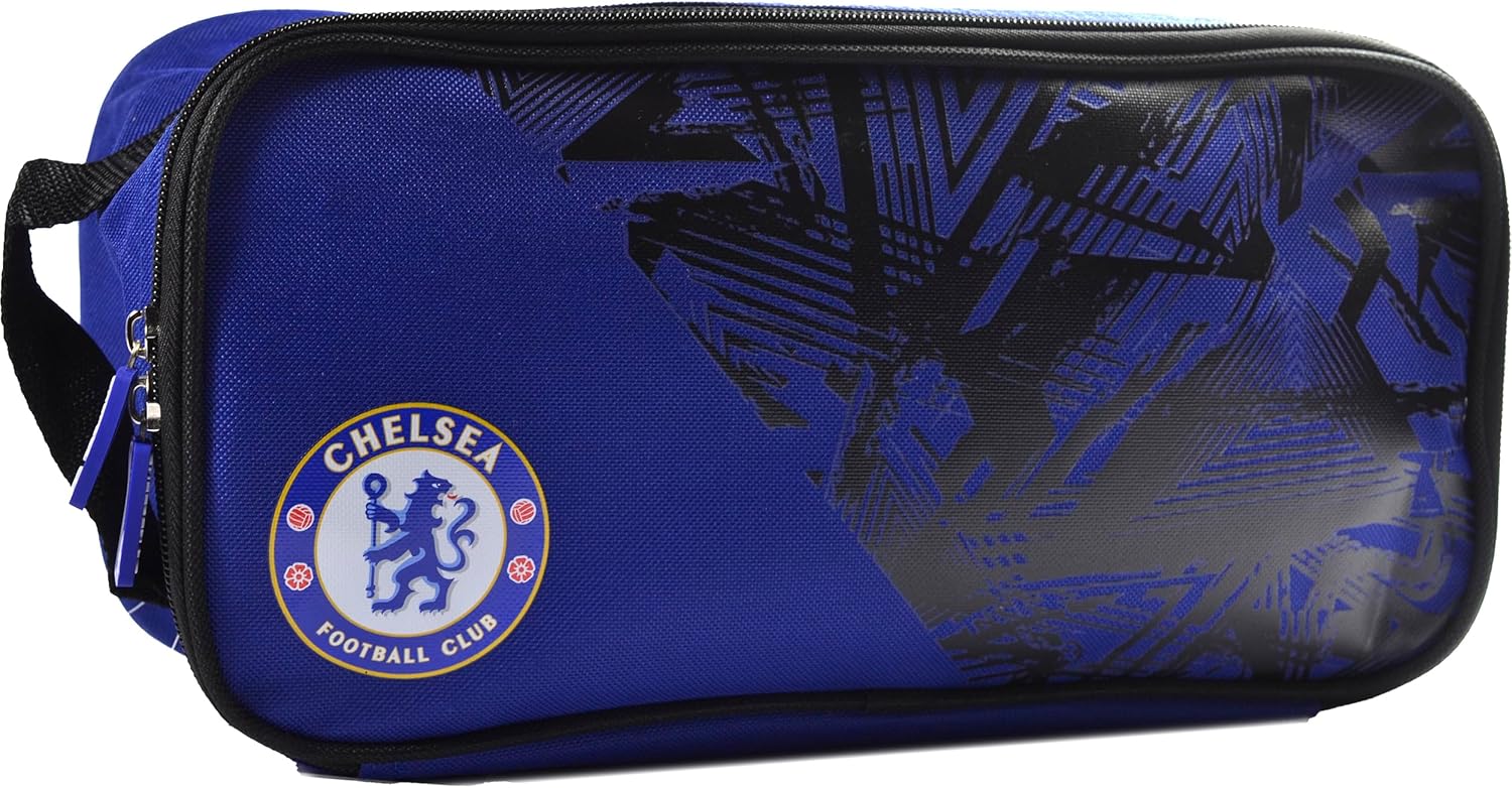 Hy-Pro Chelsea FC Official Football Boot Bag, Blue and Black, Sports Equipment Storage with Club Logo, Zip Closure
