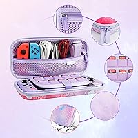 Vista 2 de GLDRAM Purple Carrying Case Compatible with Nintendo Switch OLED, Cute Accessories Kit with Travel Case, Switch OLED Protective Shell, Screen
