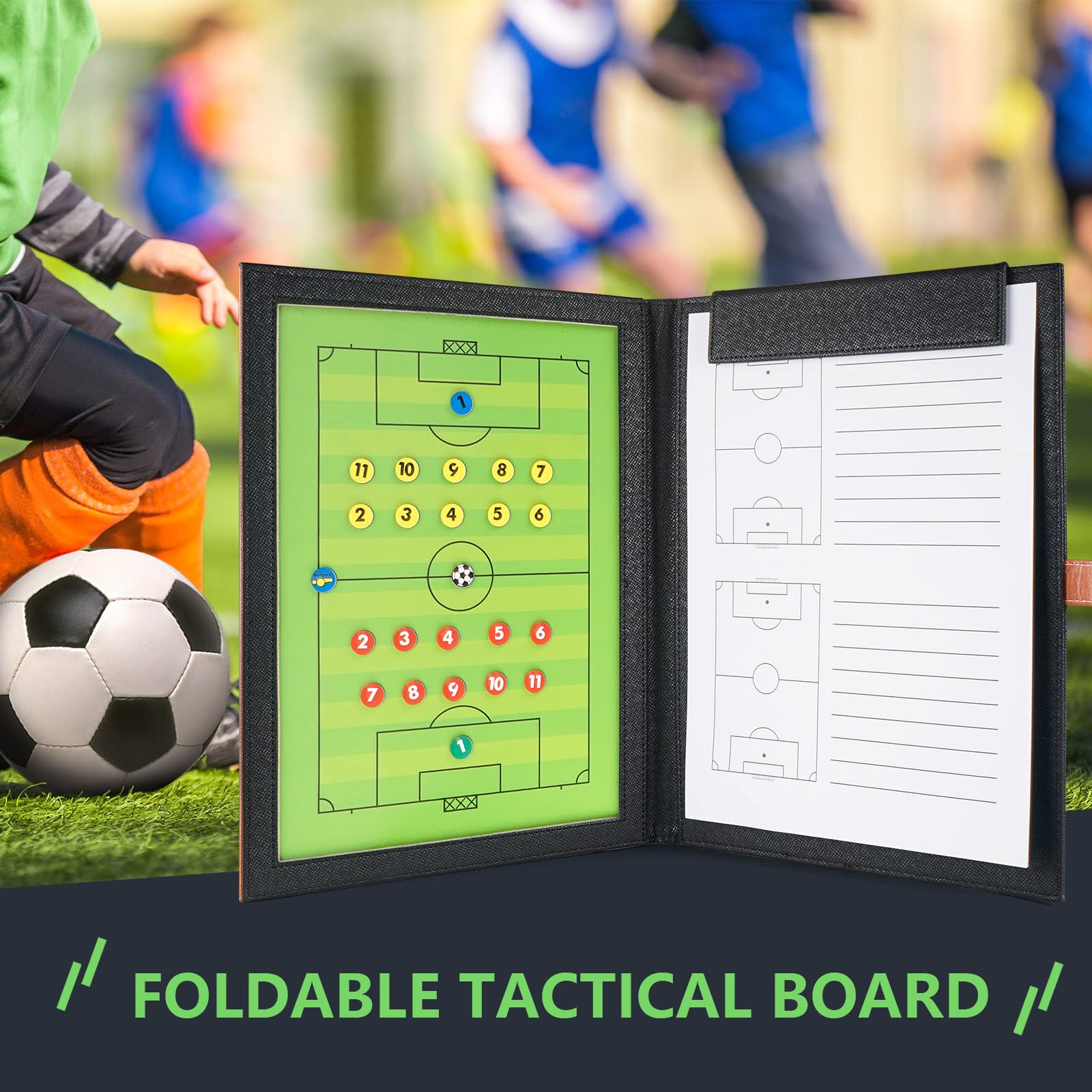 Carpeta Táctica de Fútbol con Imanes, Pizarra Entrenamiento 53x31cm