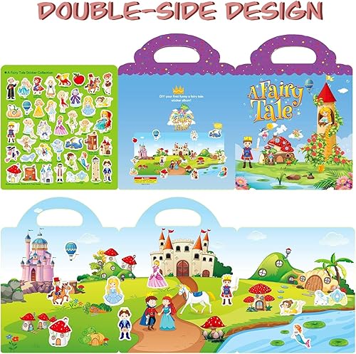 Miniatura 3 de Libro de calcomanías reutilizables para niños de 2 a 4 años, calcomanías de hadas, juguetes educativos de aprendizaje, calcomanías de viaje, libros