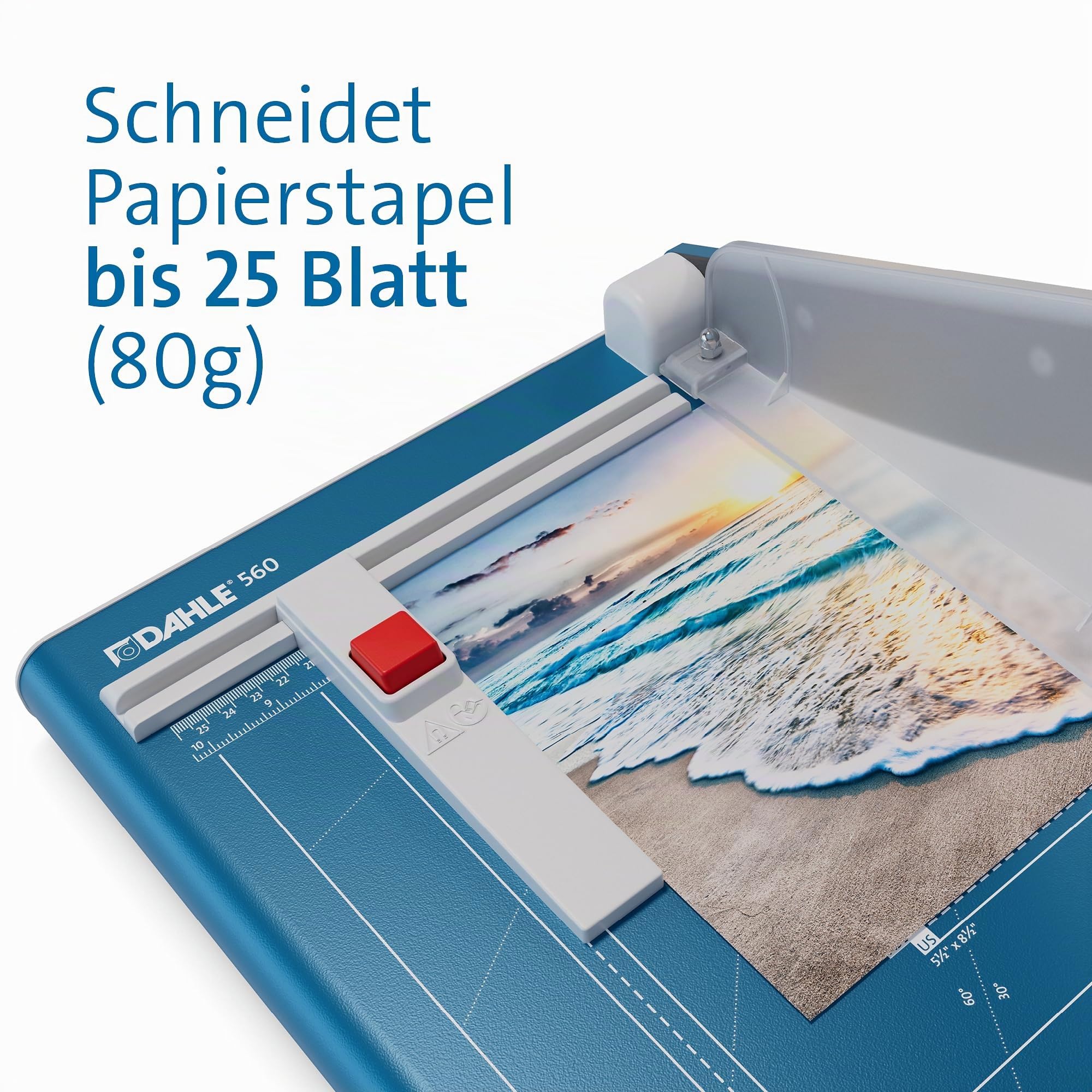 Dahle 560 Papierschneider (Format bis DIN A4, 25 Blatt Schneidleistung) Schnittlänge 340 mm