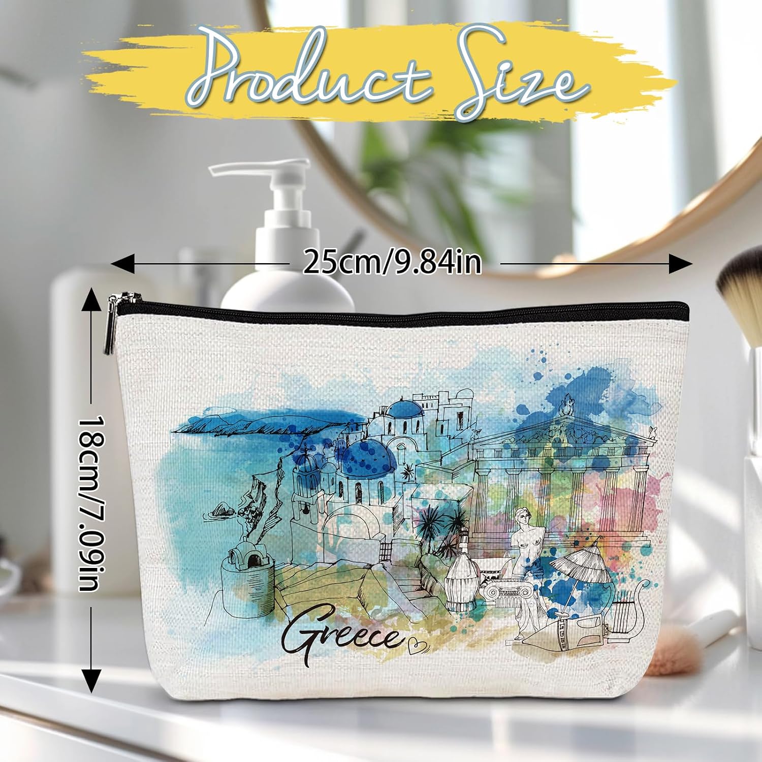 Greece Travel Souvenirs Gifts Greek Travel Essentials Makeup Bag image 3