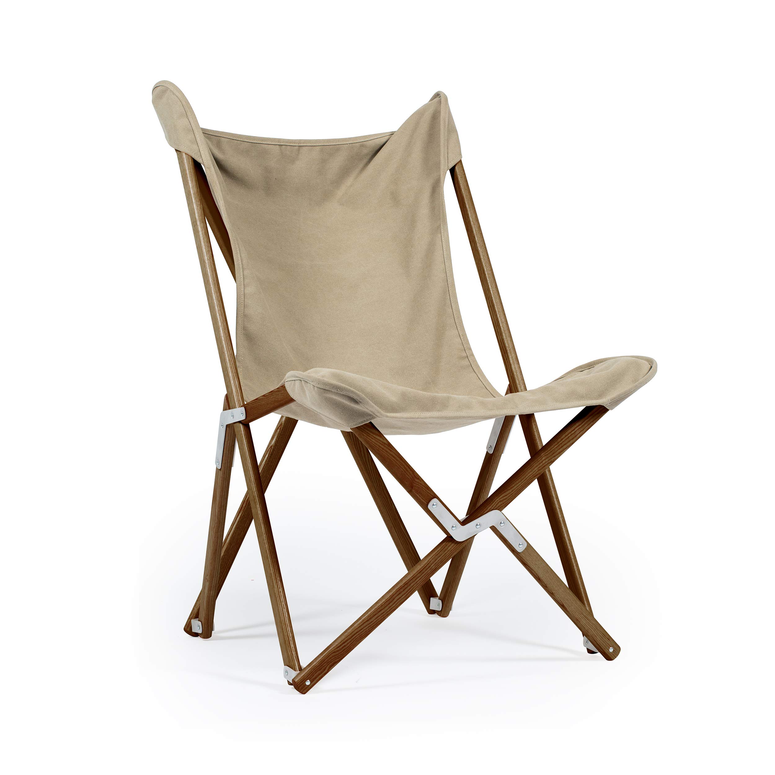 Telami - Sedia Tripolina - Collezione Milano - Pieghevole e Leggera - Kaki - Legno Tinto Teak - Made in Italy - Mobili da Esterno - Alta Qualità - Legno di Frassino -69 x 106 x 83 cm
