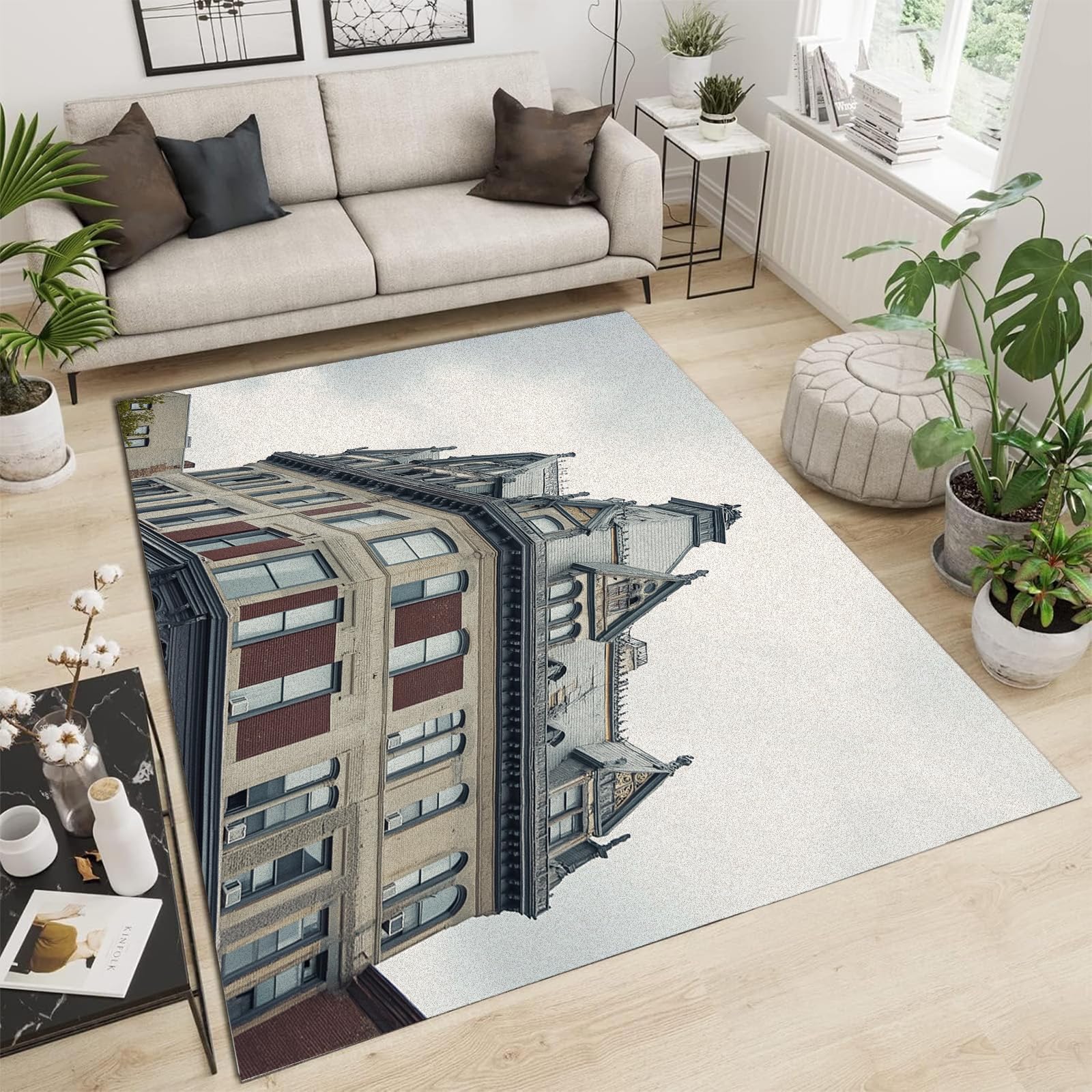 Tapis de salon lavable 160x230 moderne grand tapis poils courts antidérapant
