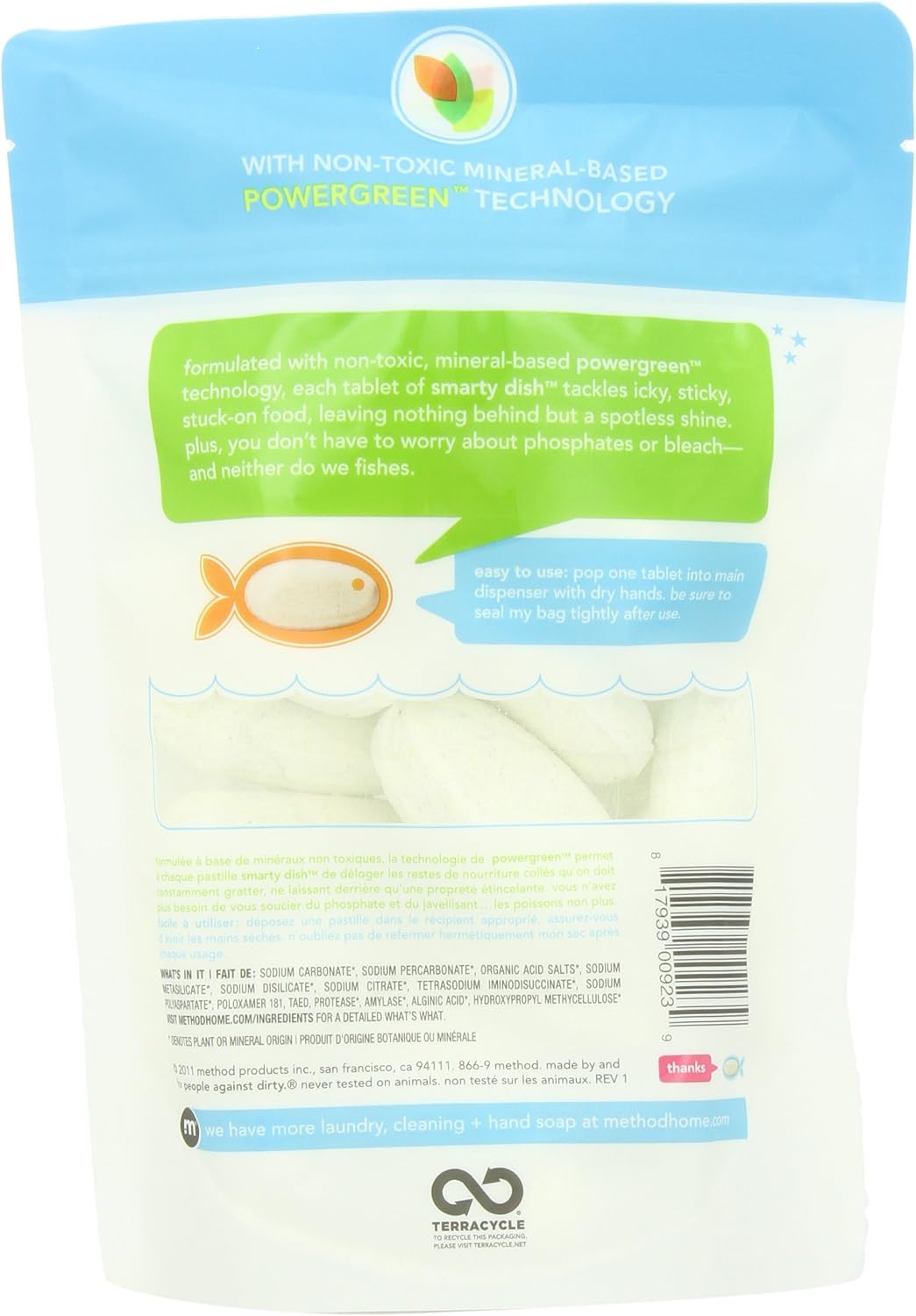 Method Smarty Dish Plus Dishwasher Detergent Packs, Fragrance Free, 20 Count (Pack 6)