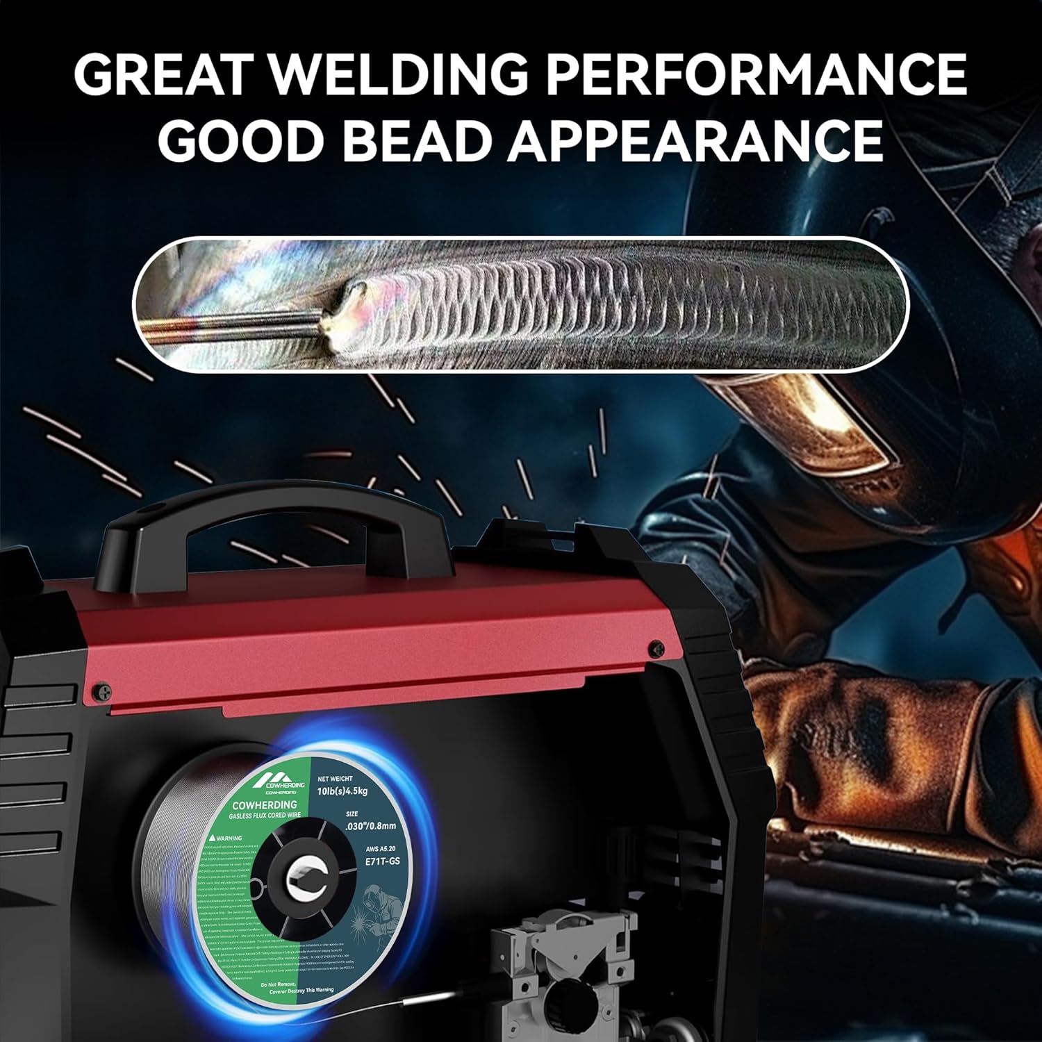 2-Pack Flux Core Gasless MIG Wire, 0.030" Diameter E71T-GS Mild Carbon Steel 10-Pound (4.5kg) Low Splatter Flux Core Welding Wire, Strong ABS Plastic Spool Welding Wire, Less Splatter, Welds Cleaner