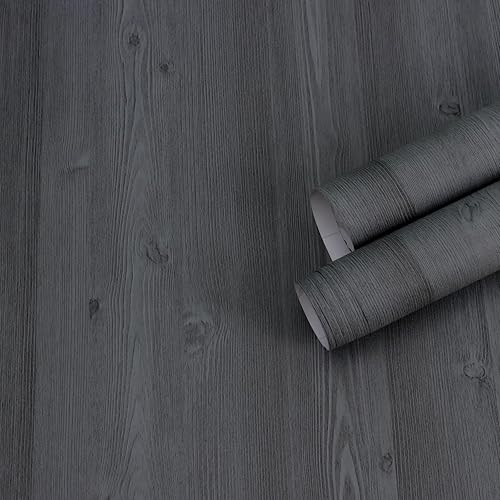Miniatura 1 de LiKiLiKi Papel tapiz de grano de madera natural gris para despegar y pegar papel de contacto con mostrador gris autoadhesivo extraíble decoración