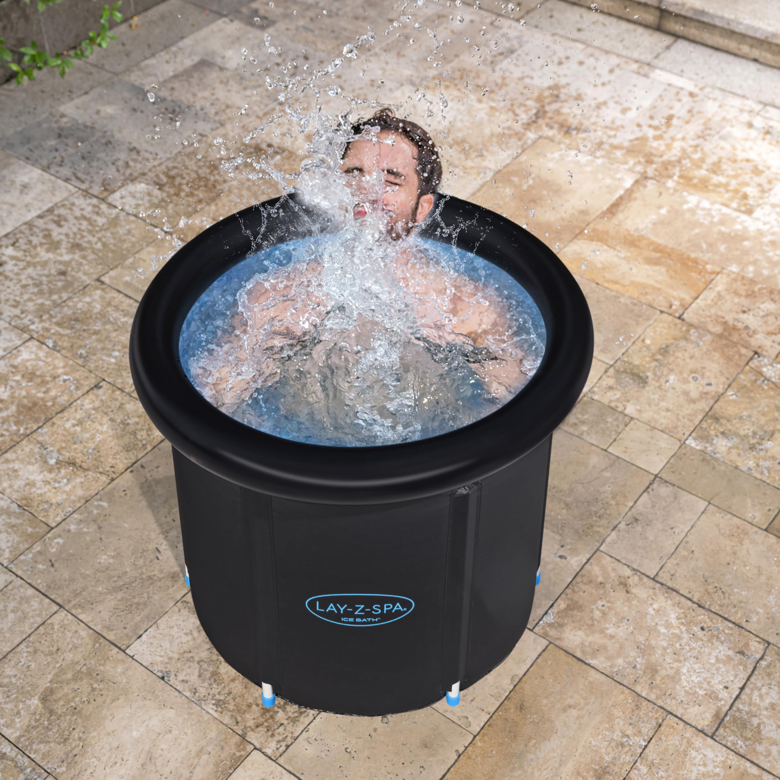 Bestway Lay-Z-Spa Eisbad Glacial Zen mit Filterpumpe Ø 86 x 75 cm rund - Kältebad für Regeneration, 230 L, TriTech Wände, Polar-Shield, Abdeckplane & Kartusche, Eisbad fürs Home Gym und Garten