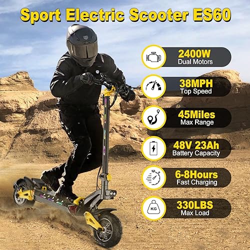 Miniatura 2 de Patineta eléctrica de 800 W con asiento para adultos, velocidad máxima de 28 mph, 25 millas de alcance, suspensión dual y sistema de frenado doble,