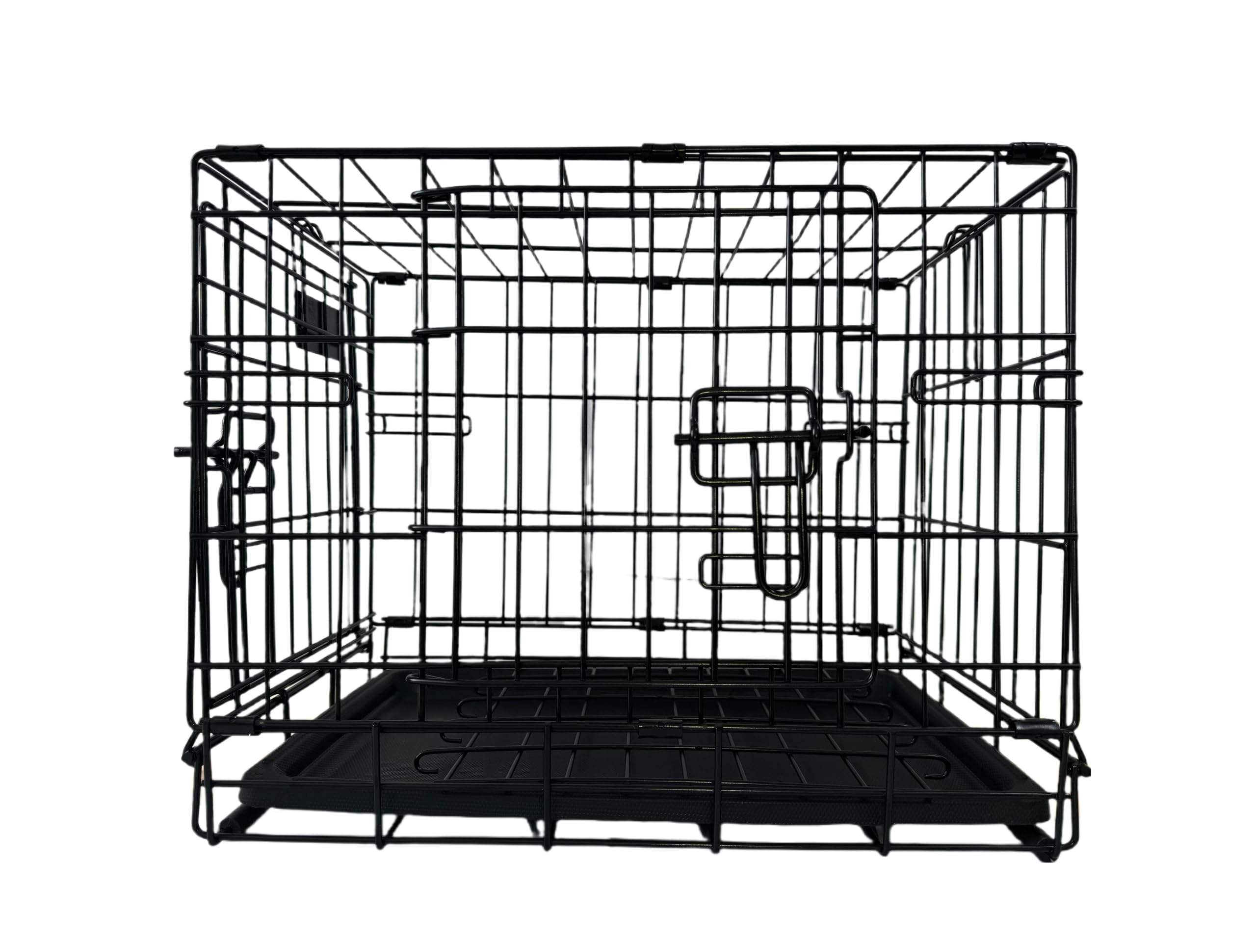 Cage de transport en fil métallique pour chien avec plateau inférieur en plastique (XXS) - Noir
