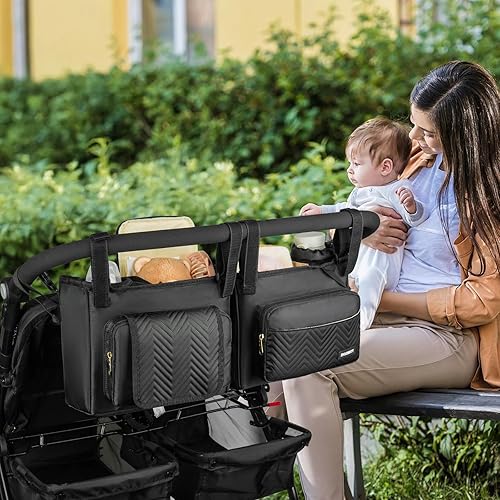 Miniatura 9 de Carrito doble para cochecito compatible con Bob Duallie, Baby Jogger City Mini Gt2 y Zoe Twin V2, consola doble para cochecito con bolsa enfriadora