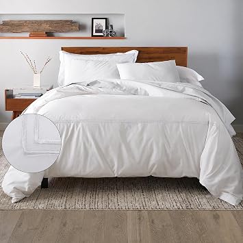 Ella Jayne Duvet Cover King Cotton Percale Soft Breathable Set White 3pcs