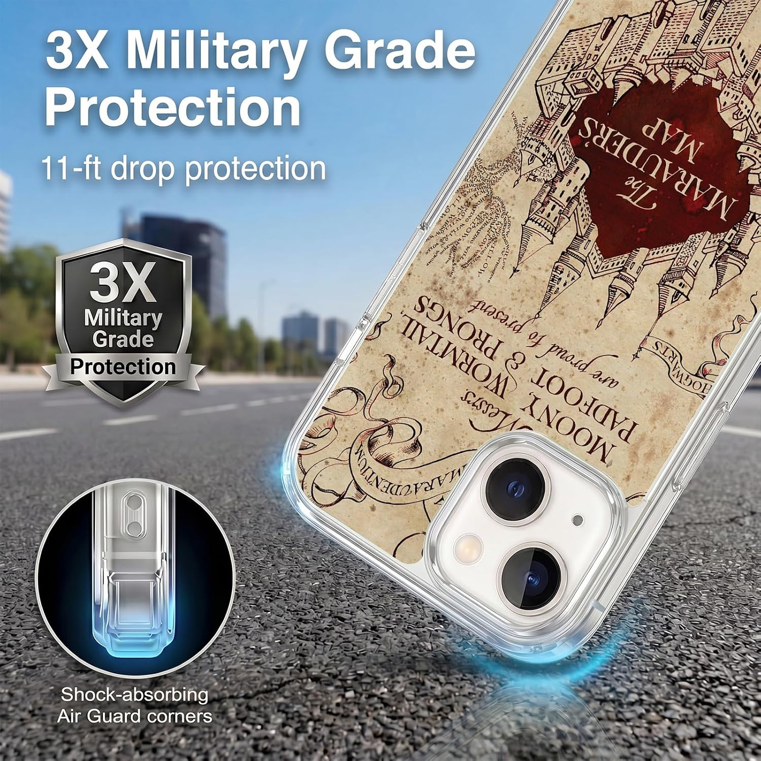 Head Case Designs Officially Licensed Harry Potter The Marauder's Map Prisoner of Azkaban II Soft Gel Case Compatible with Apple iPhone 14 Plus