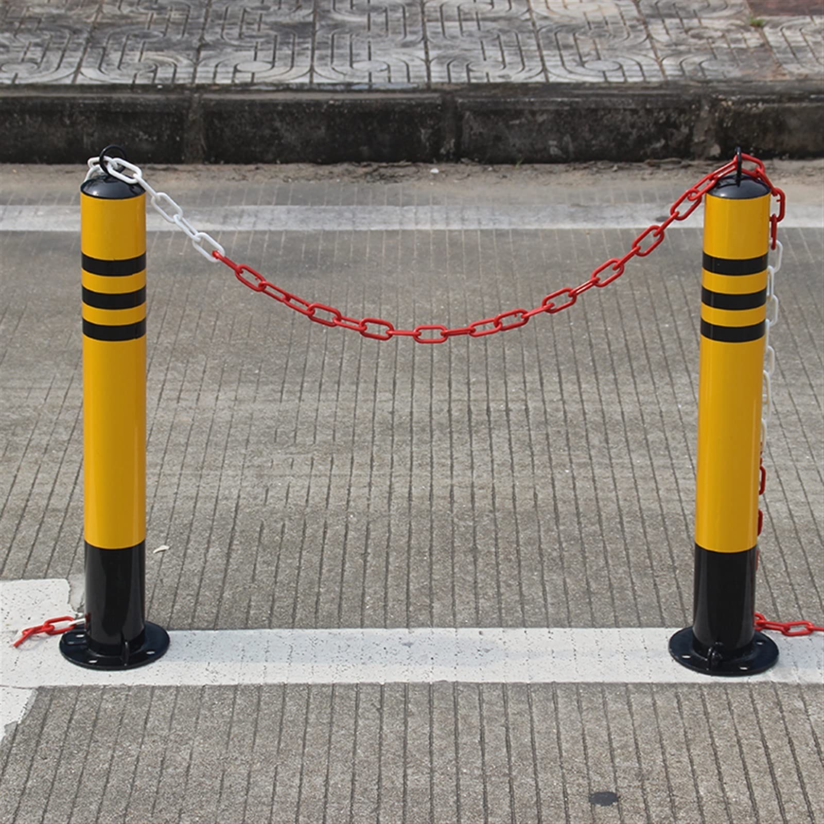 Poręcze parkingowe Zdejmowane stożki parkingowe Elastyczny słupek blokujący miejsce parkingowe z kłódką Żółto-czarny 650 mm