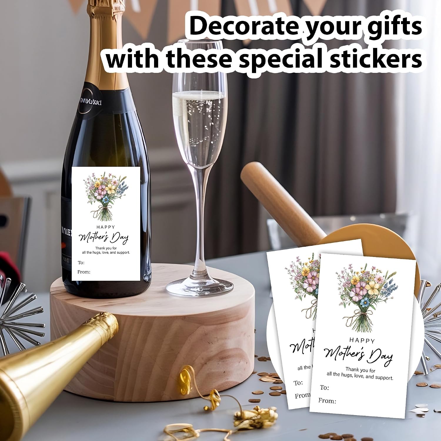 Floral Mother's Day Stickers for Present, Happy Mother's Day Stickers for Boys Girls, Fits for Gift Wrapping Greeting Cards Seals, Party Supplies & Decoration-40 Pcs