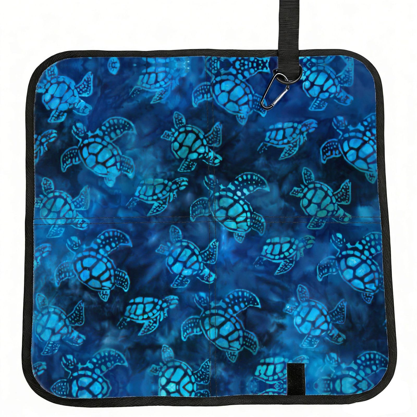 SDEGTHO Sea Turtle-Blue Printed Foldable Seat Pad with Closure, Lightweight Cushion for Airplane Travel Camping