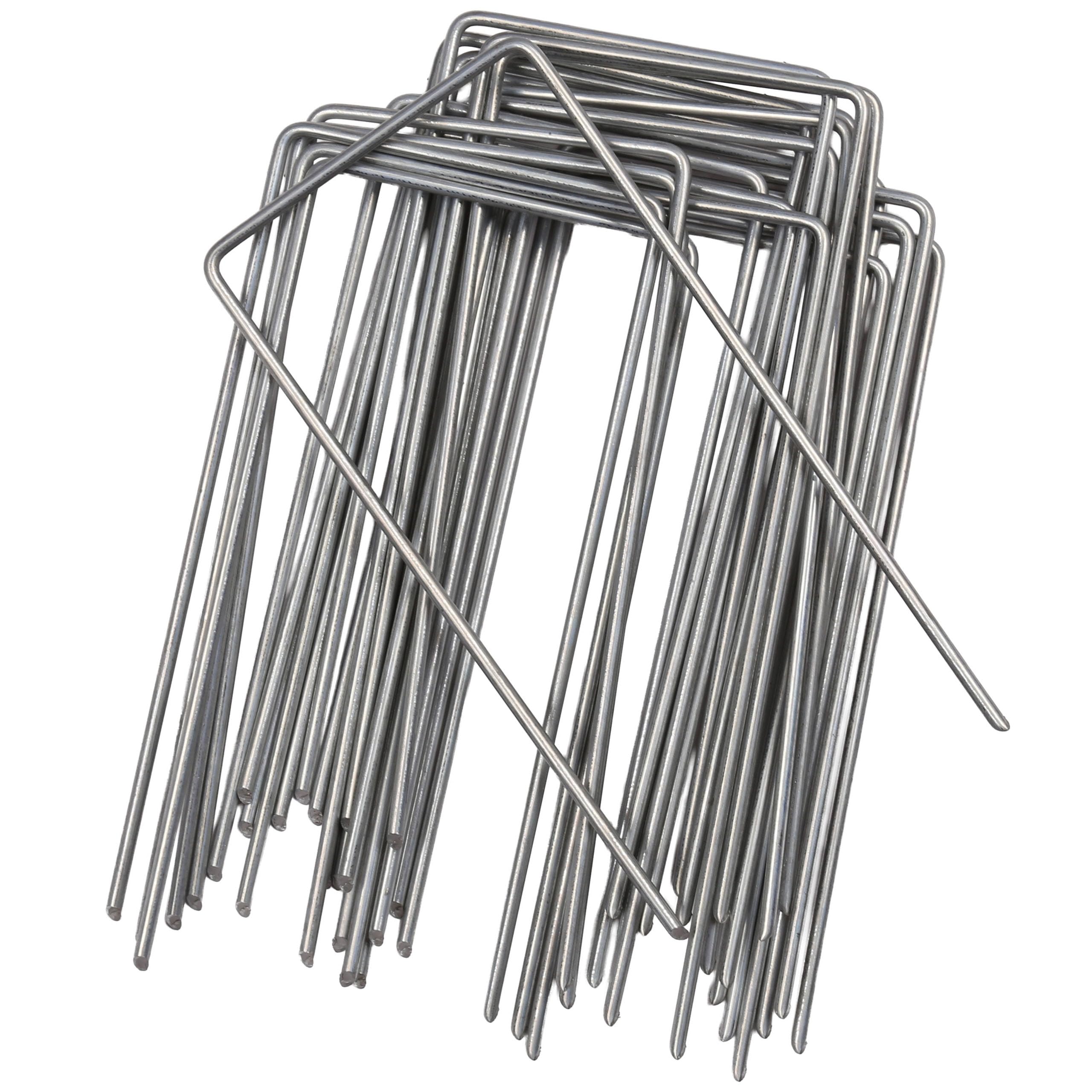 Galvanised steel pins, corrosion-resistant ground anchors for agrotextile 15cm fi 3mm (50, U - 7 cm)
