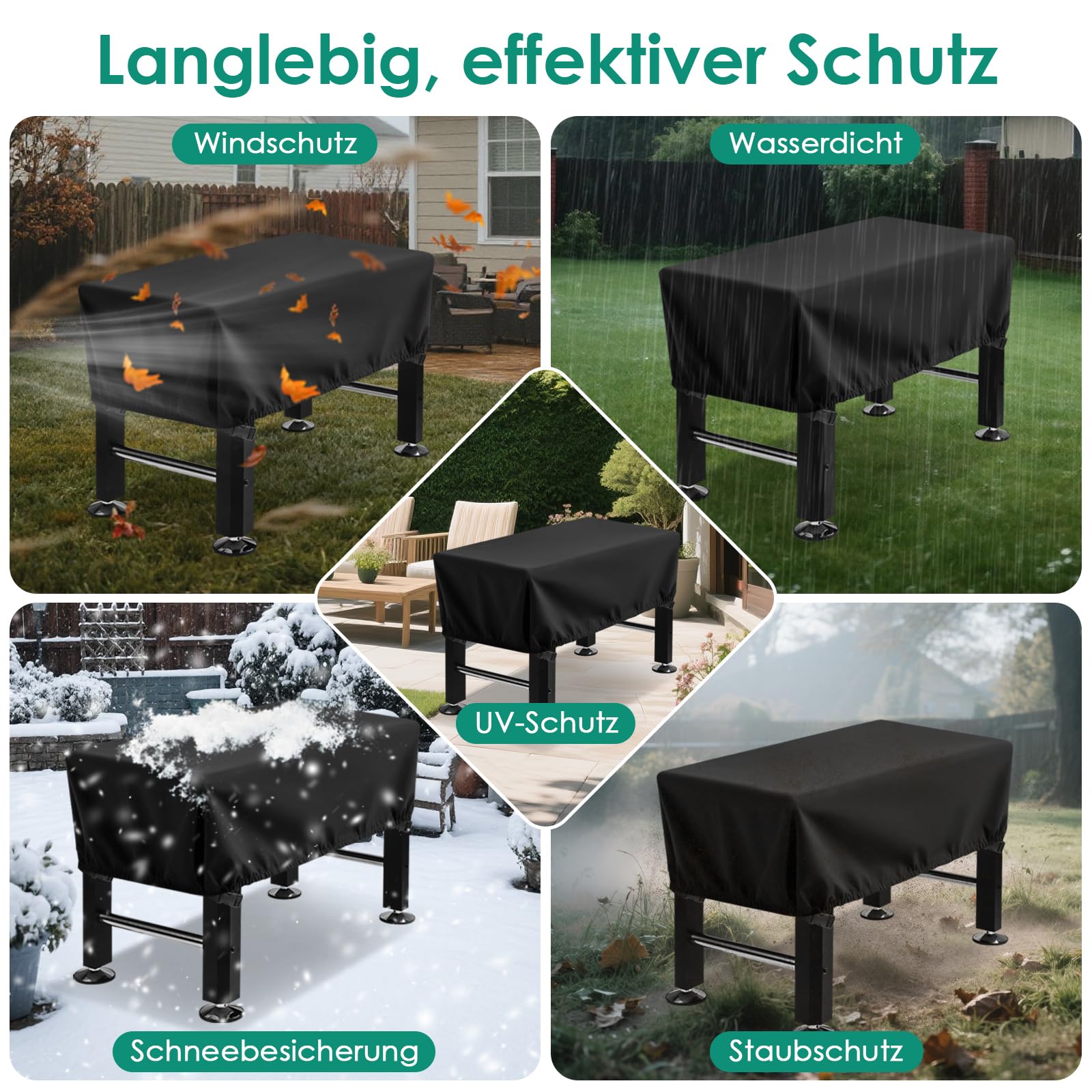Kickertisch Abdeckung Wasserdichte, 420D Oxford Tischfußball Abdeckung Staubdicht UV-beständig, Fußball Tischabdeckung Tragbar mit Lösen Sie Gürtel und Spannungen, Schwarz, 145X115X72cm