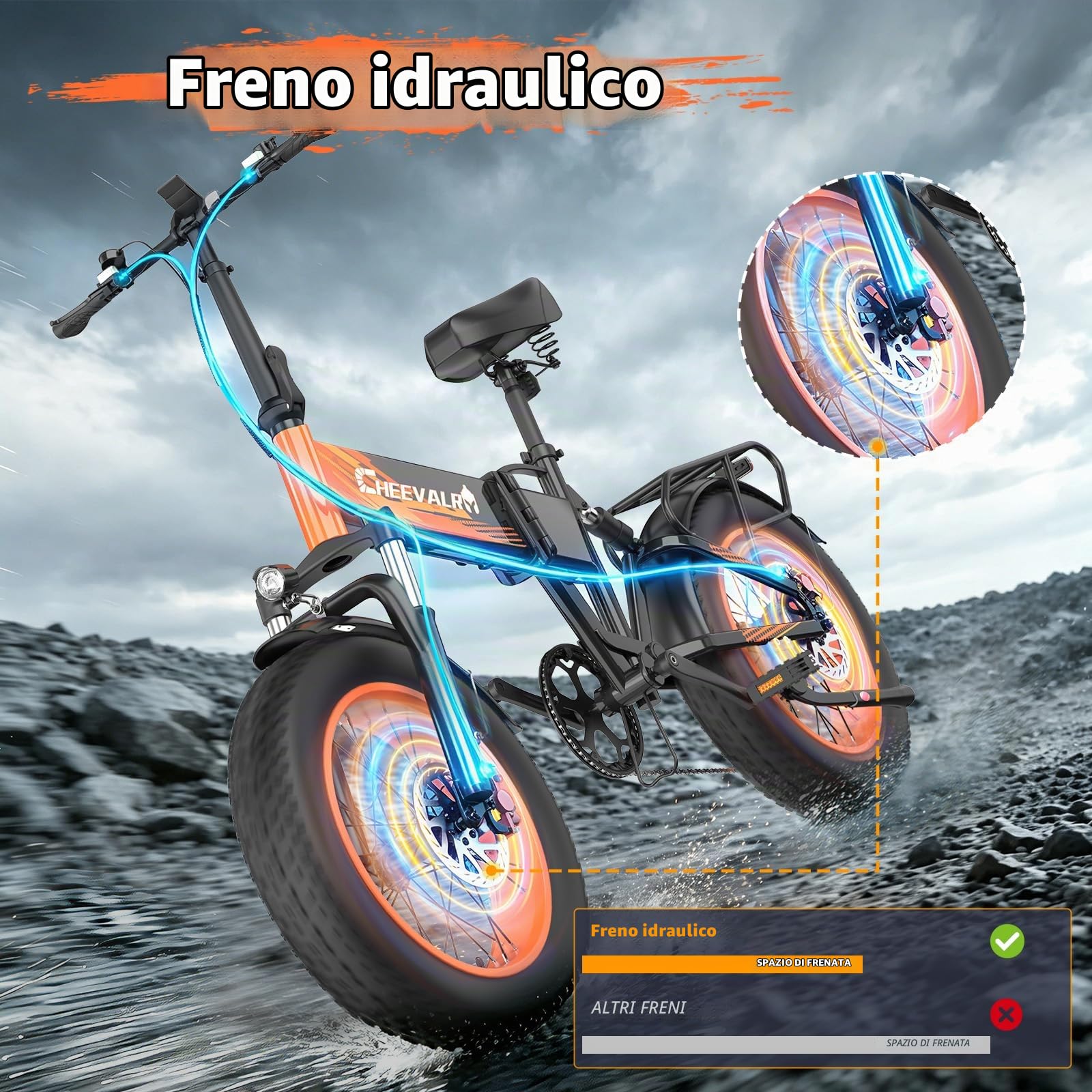 E-Bike Pieghevole 250W, 48V 20AH, Mountain Bike Autonomia ausiliaria di 110KM, con Doppia Sospensione e 7 Velocità, Bici Elettrica Uomo Donna per Città e Fuoristrada