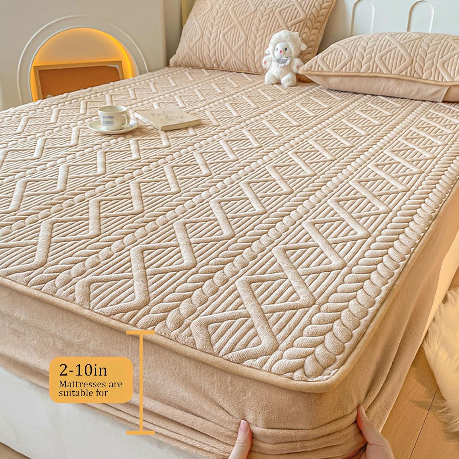 Thickened Milk Velvet Mattress Covers,Mattress Protective Cover,360 ° Full Surround Design,Breathable Mattress Cover Protector,for Apartments, Bedroom(Size:47 * 87in Single Bed Sheet,Color:Deep Blue)