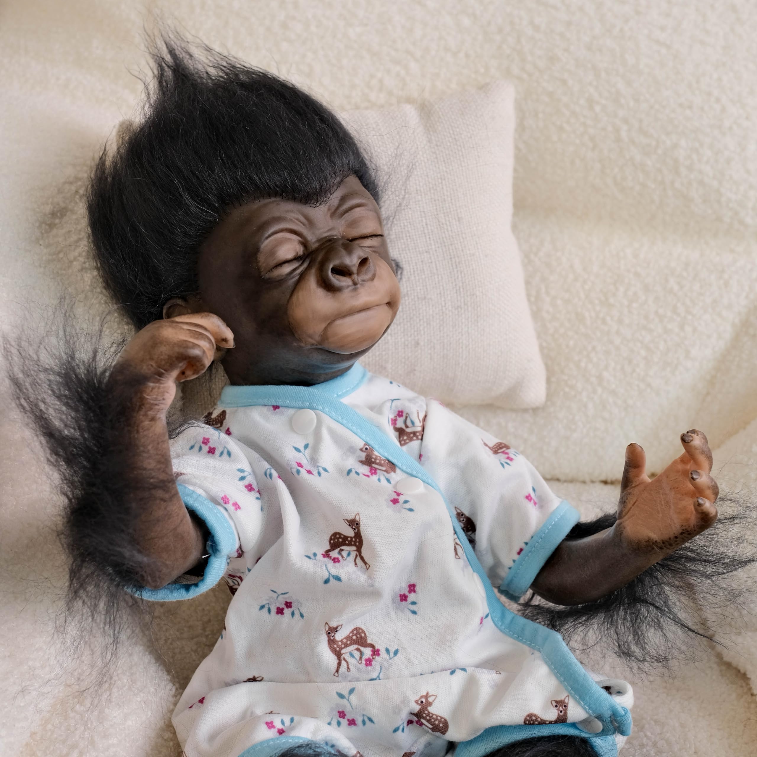 Pinky Reborn Babypuppen, cool, handgefertigt, 45 cm, Reborn-Puppen, Affe, Jungen, Puppen, weicher Stoff, lebensechte Puppe, bestes Geschenk für Kinder, Weihnachten
