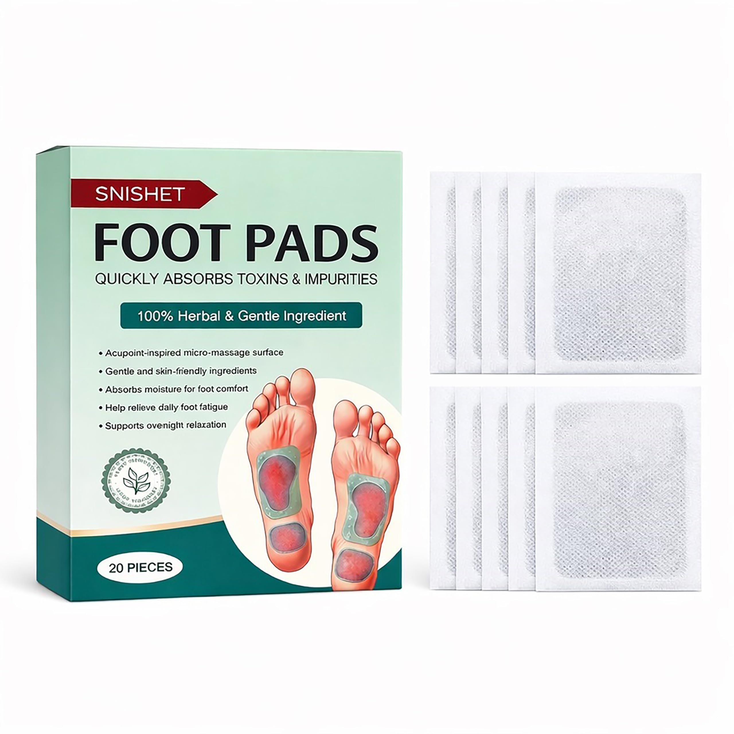 Foot patch (Pack of 2) 100% Herbal And Gentle Ingredient Detox Foot Pads, 20 Pieces , Natural Ingredients for Sleep Aid, Pain Relief, Toxin Removal with Bamboo Vinegar and Acupoint Micro-Massage Technology-image-45