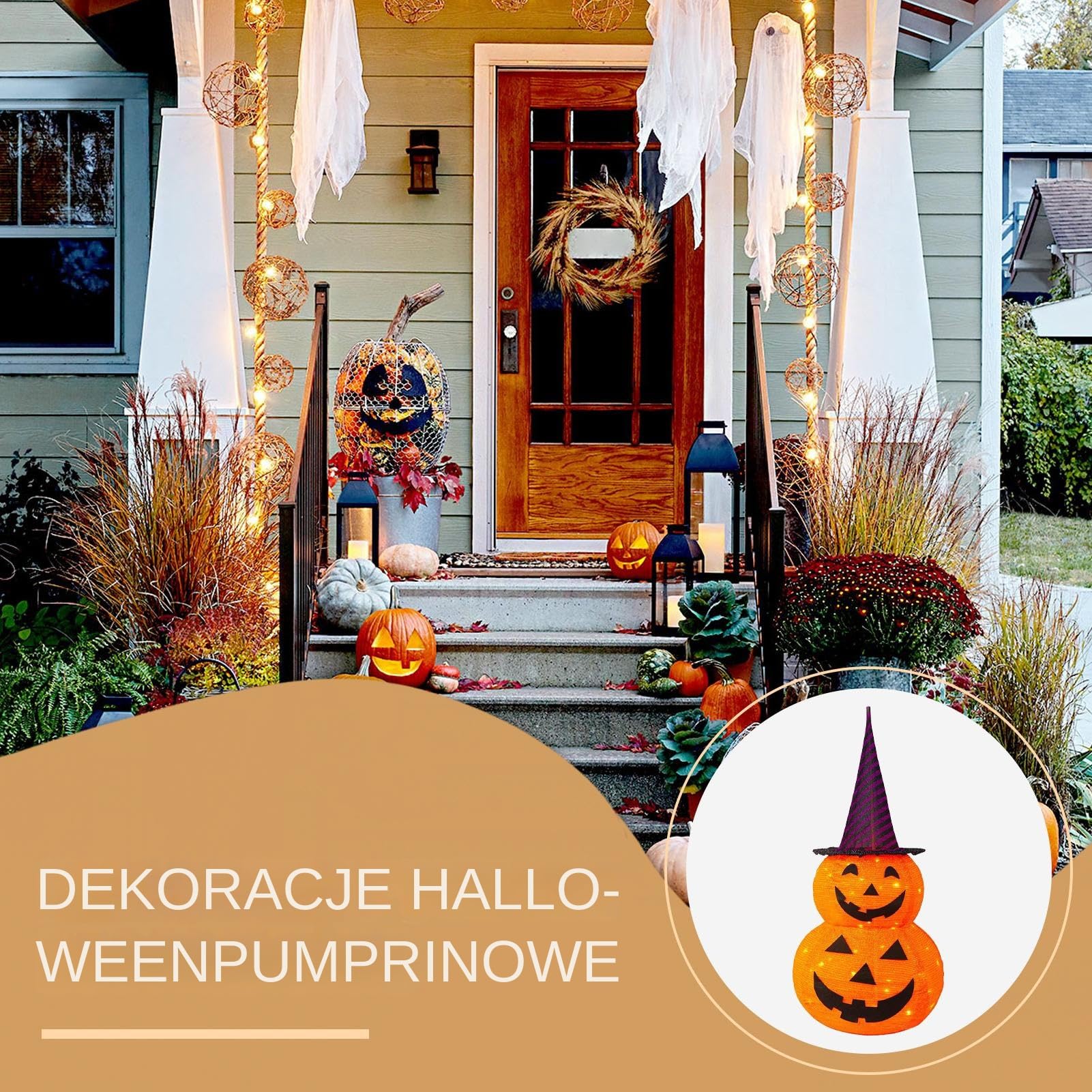 Świecąca Dynia Halloweenowa Dekoracja Halloweenowa z 8 Trybami | Świąteczna Dekoracja Wewnętrzna Dla Właścicieli Domów, Najemców, Do Domu, Mieszkania, Akademika, Salonu, Sypialni, Balkonu,