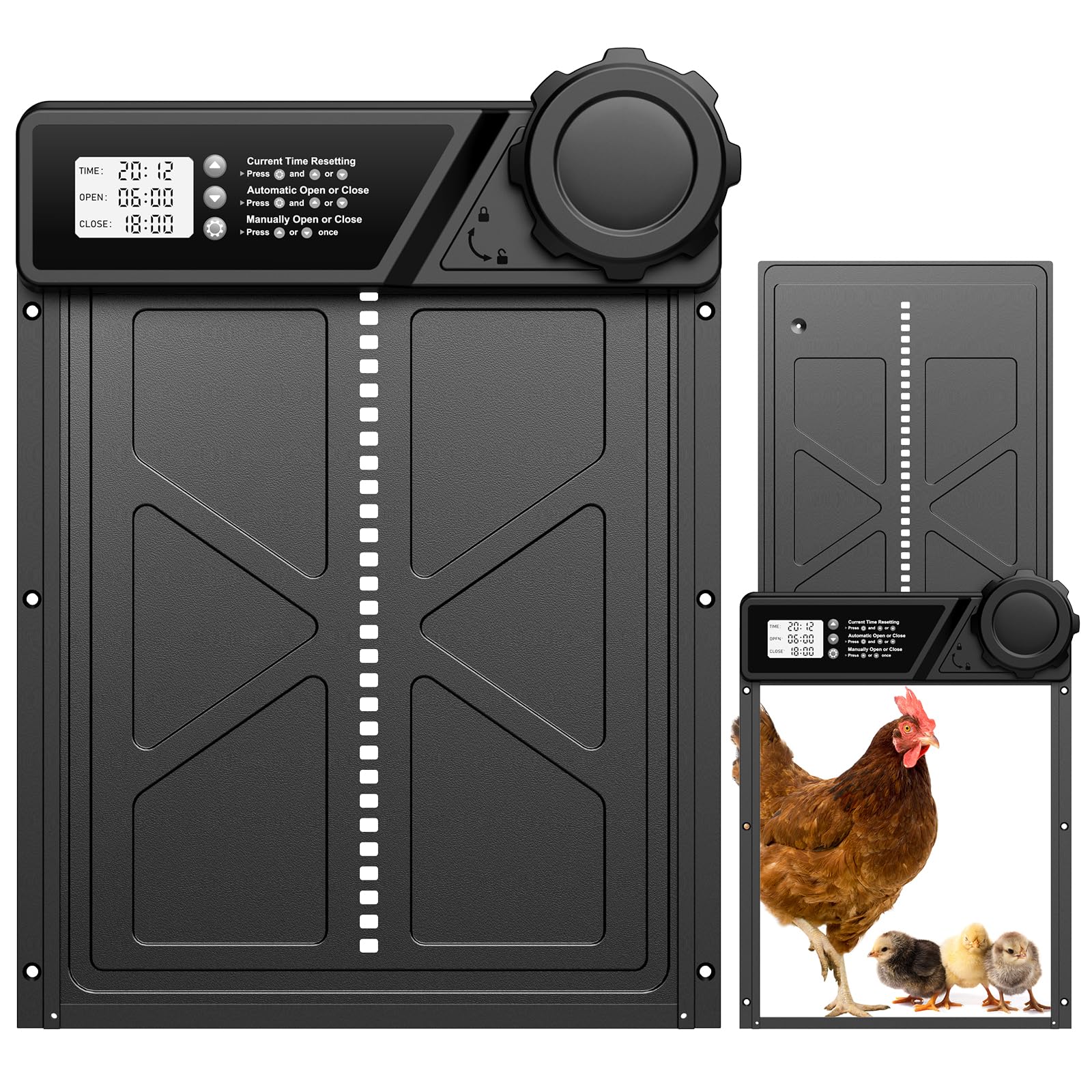 Batería automática grande para pollos, tapa de pollo de aluminio, con pantalla grande, temporizador, manual, protección inteligente para gallinas