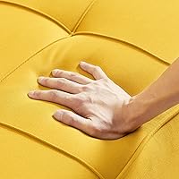 Vista 3 de Sofá cama moderno y simple, respaldo ajustable, sofá funcional con diseño de cuadrícula clásica, sofá de tres asientos, marco de madera, adecuado