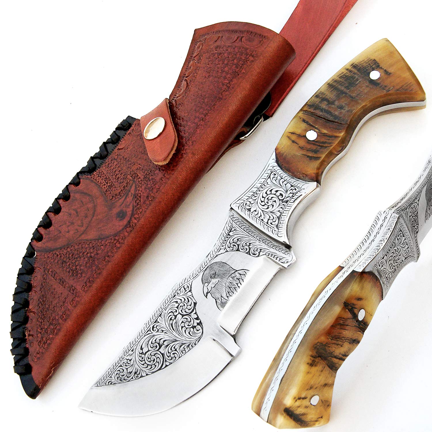 PAL 2000 sbaa-9400 increíble Opera de Arte Total Trabajo A Mano Grabado Sobre EL Cuchillo D 2 de Acero con el Mismo diseño como Cubierta de Piel Hoja colección Cuchillo