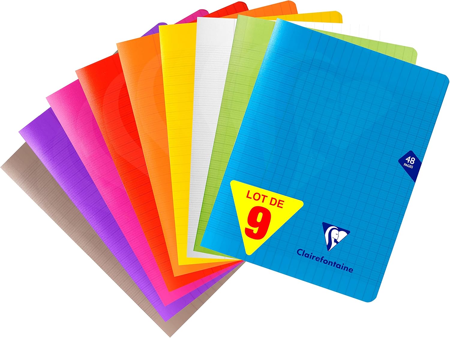 Clairefontaine Metric Notepads Large Square Without Spiral Binding 17 x 22cm Assorted Colours Set of 9