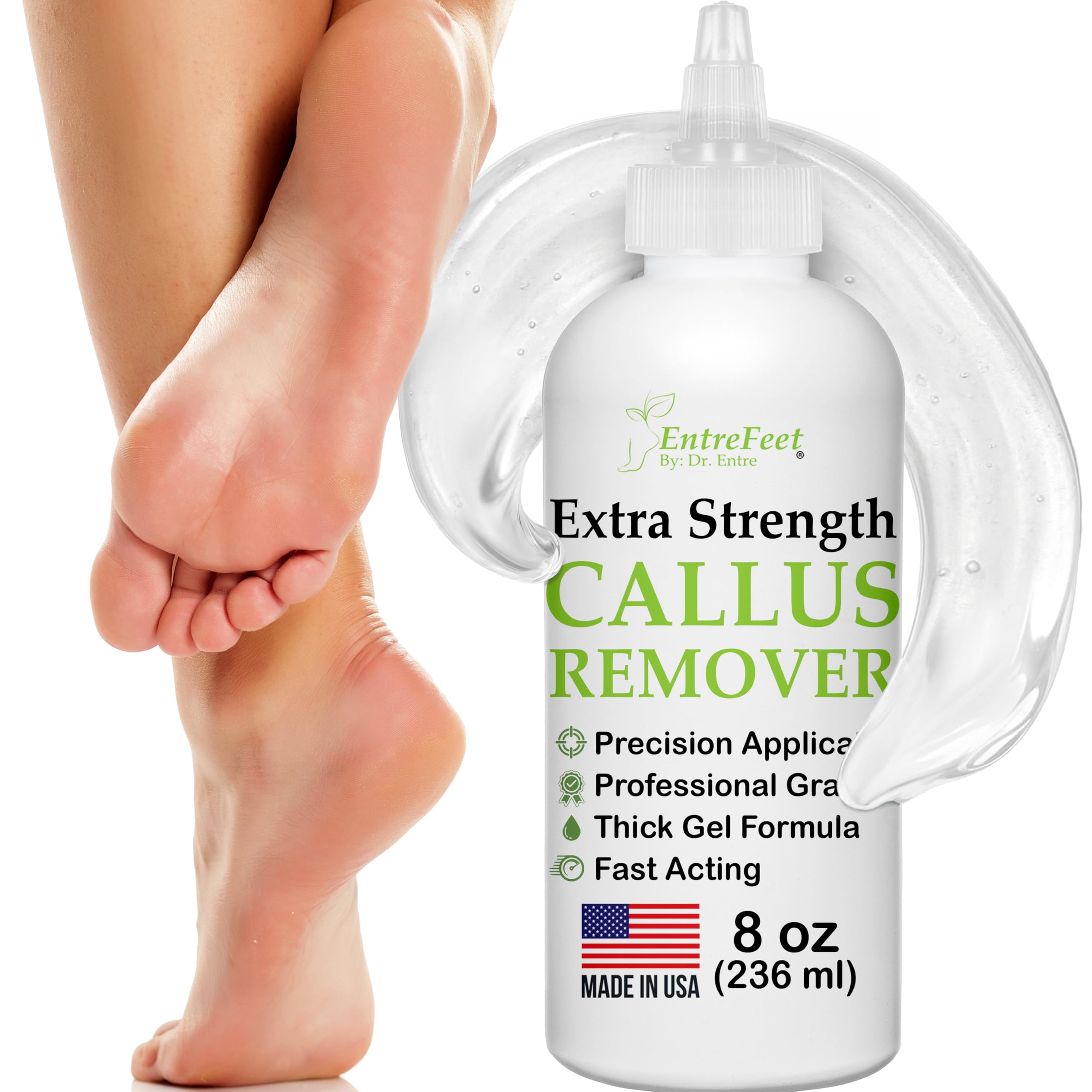 Dr. Entre's Callus Remover Gel: 8oz Extra Strength with Precision Applicator, Callus Remover for Feet, Foot Callus Remover, Foot Care, Pedicure Tools Supplies, Dead Skin Remover