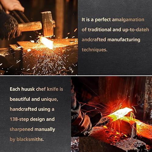 Miniatura 6 de Juego de 3 cuchillos de chef de carnicero para cocina, cuchillo de carne y cuchillo de pelar, cuchillos de acero de alto carbono forjados a mano con