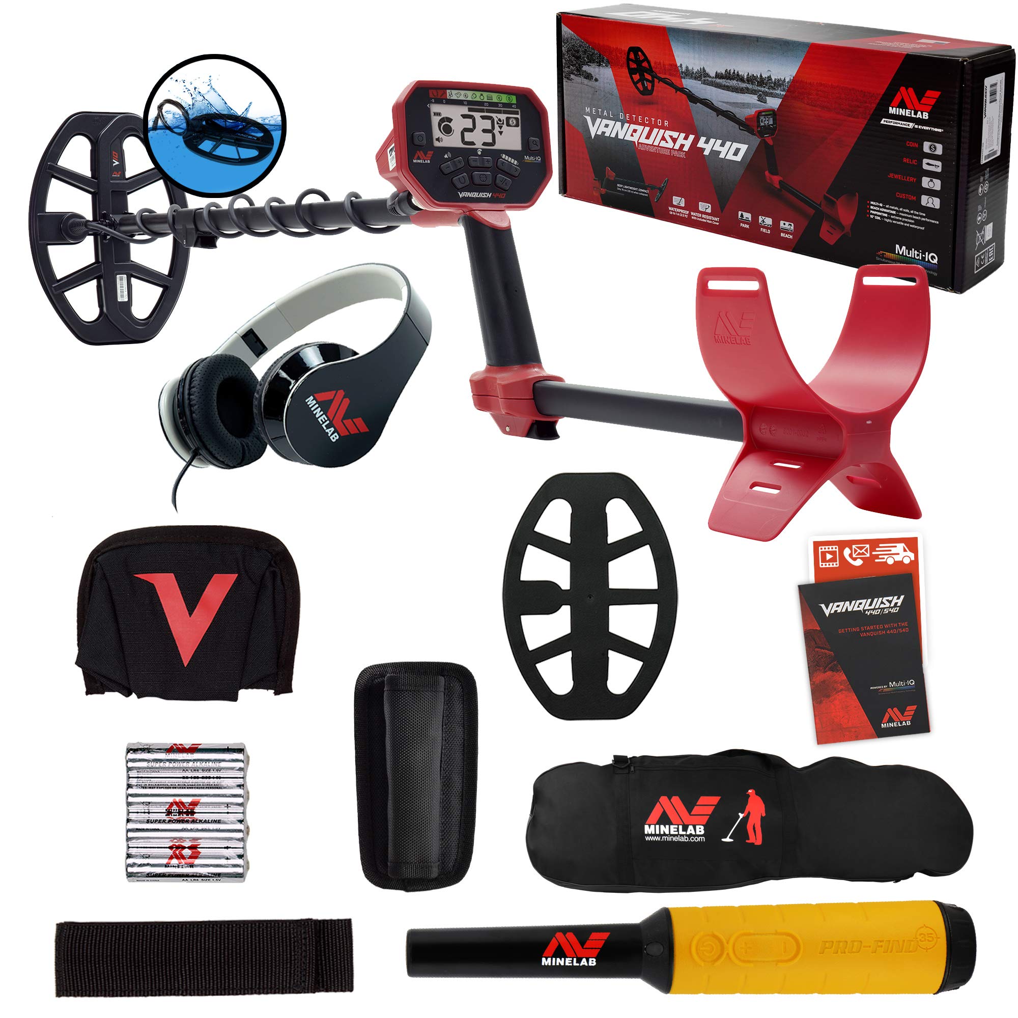 Minelab Vanquish 440 Detector w/ 10 x 7 Coil, Pro-Find 35 Pinpointer & Carry Bag