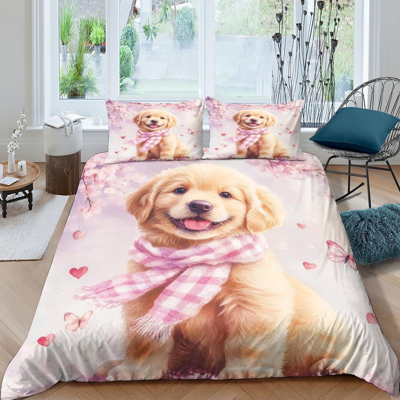 Housse de couette motif chien mignon 3D en microfibres respirante
