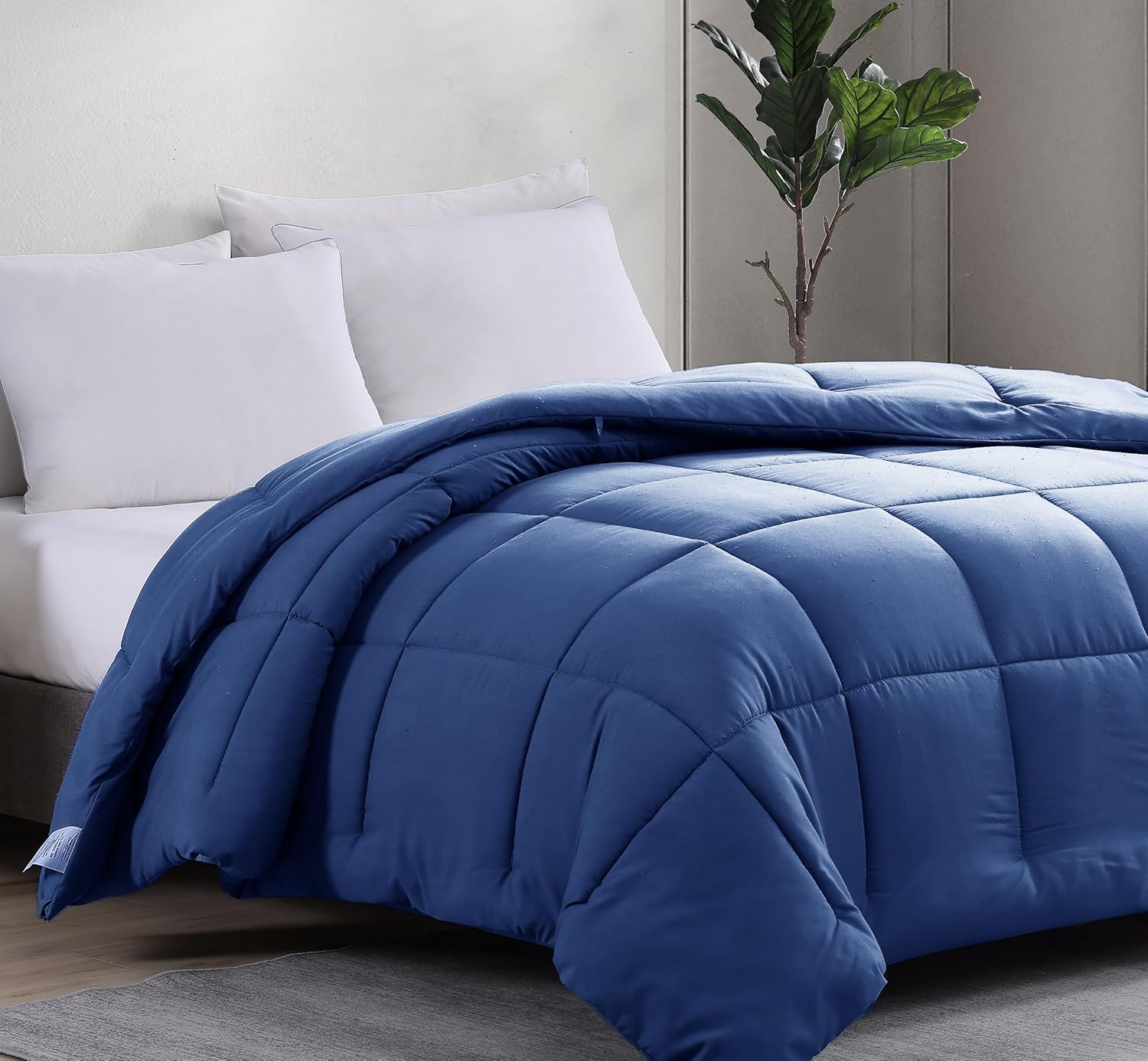 Casa Platino Bedding Comforters Twin Size - Super Soft Duvet Insert with 8 Tabs - Comfy & Cozy All Season Twin Size Quilted Comforter - Down Alternative Premium Bed Comforters - 66"x88", Dark Blue