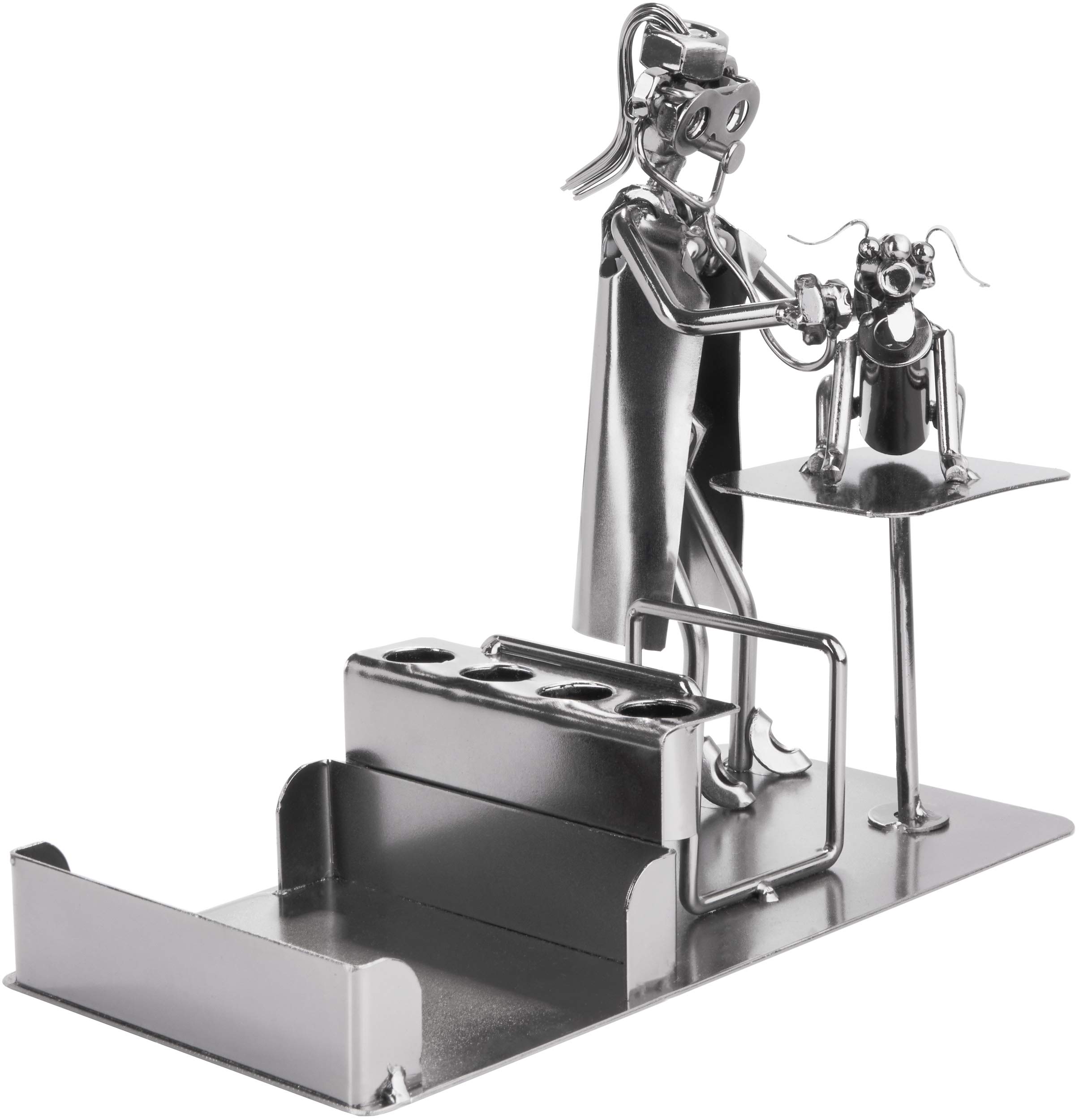 Figurine Décorative en Métal avec Porte-Stylo et Chien - BRUBAKER