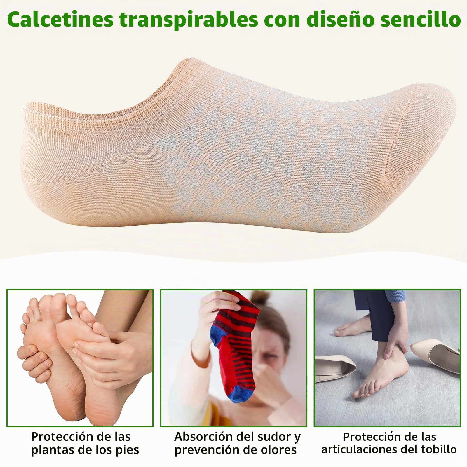 Calcetines Mujer Cortos, 10 Pares de Calcetines Unisex Tobilleros, Socks Tobilleros Algodón 35-38 Muy Adecuados para Escalar Montañas Correr Yoga