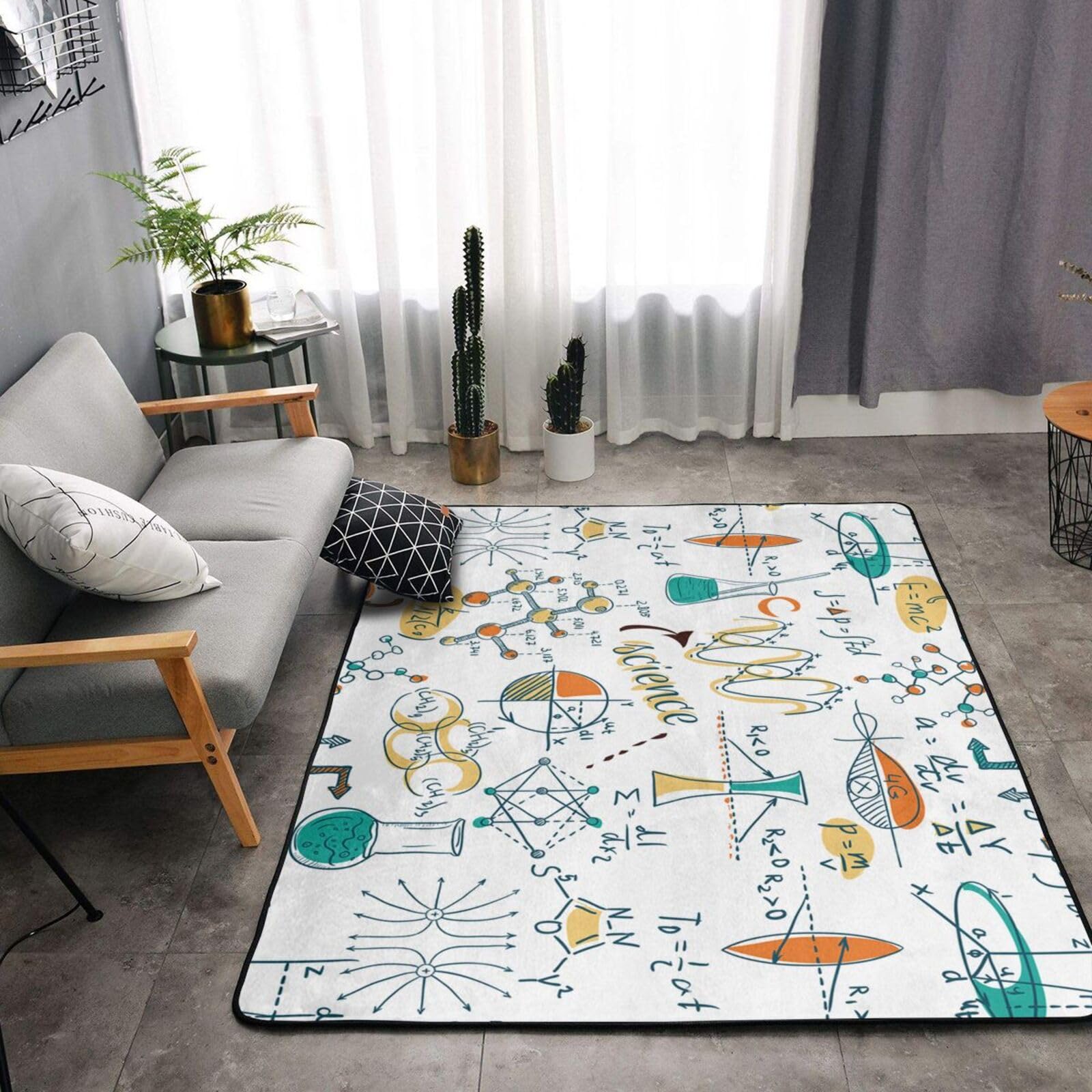 Laboratorio di scienze, didattica, biologia, chimica, Tappeto grande antiscivolo per soggiorno e camera da letto, 160 x 120 cm.