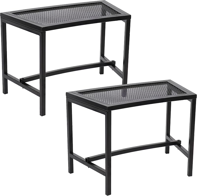 Sunnydaze Outdoor Metal Mesh Curved Fire Pit Bench, 23” W, Black, Set of 2 | Heavy-Duty Outdoor Metal Bench for Fire Pit, Outside Seating for Around the Campfire, Use as a Bench Seat or a Side Table