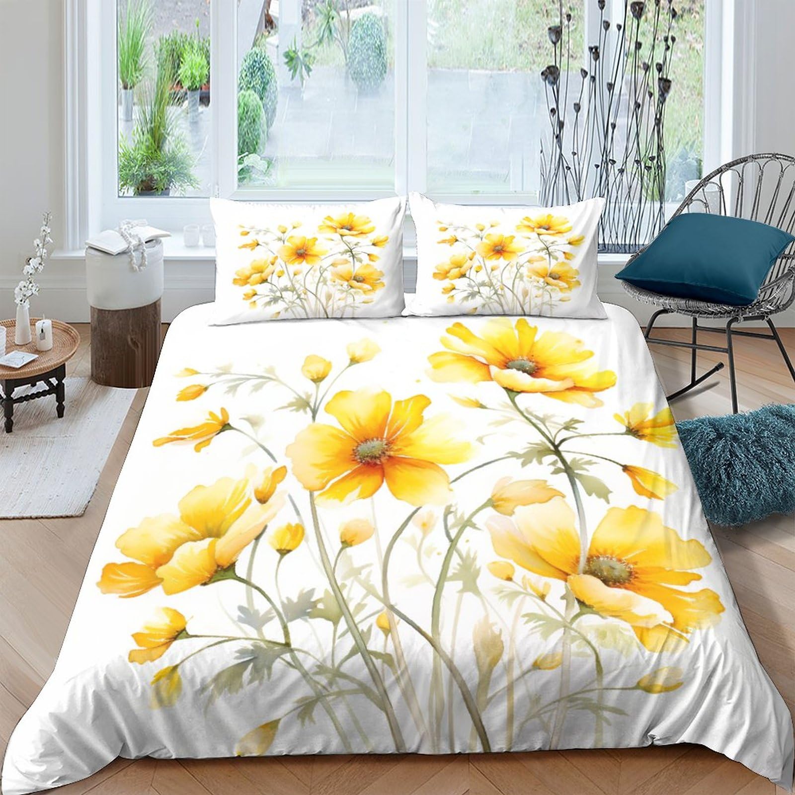 Housses de couettes 3 pièces anti-plis en coton doux pour grand lit