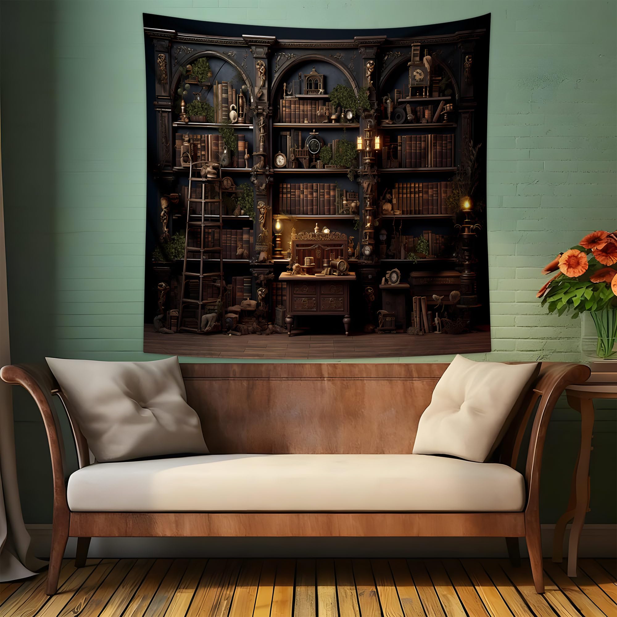 QGHOT Fantasy Library Tapestry Wall Hanging Magic School Bookshelf Backdrop Fairy Tale Library Tapestries for Teens Bedroom Living Room Dorm Decor 78.7"x59.1": 59.1"L x 59.1"W A