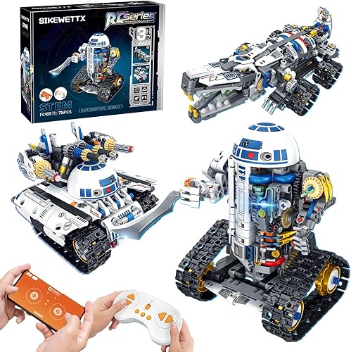 Kit de construcción de robótica STEM 3 en 1, 776 piezas con aplicacióncontrol remoto, juegos de bloques de construcción de juguete Space Wars,