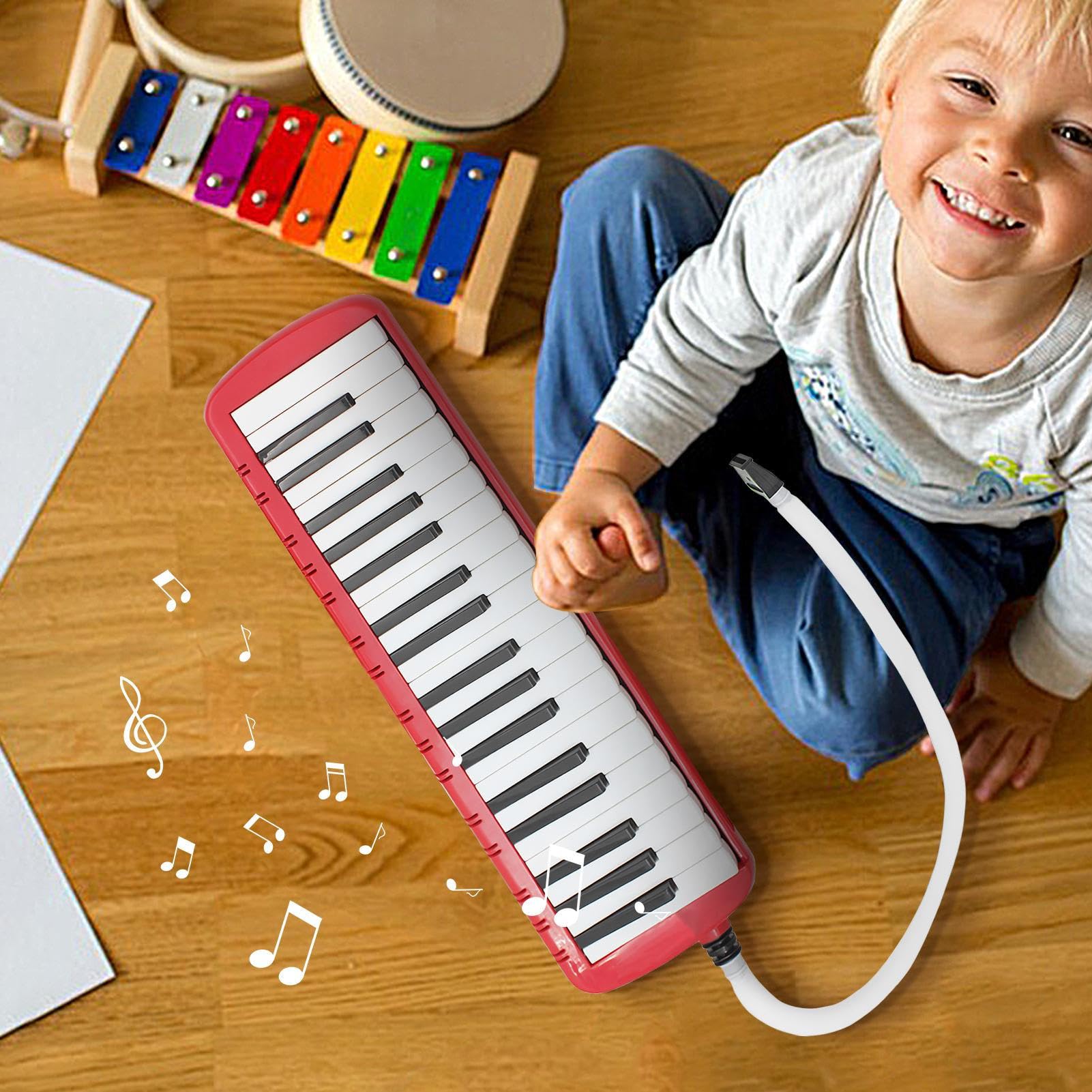 Melódica de 37 teclas - Piano de aire portátil para niños y principiantes | Piano armónica de aire comprimido con estuche | musical ideal para el aprendizaje temprano y la educación musical