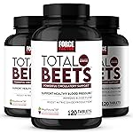 Force Factor Total Beets Blood Pressure Supplements, Nitric Oxide Supplement with Beet Root Powder, Nitrates, Grapeseed Extract for Circulation, Cardiovascular, Heart Health, 360 Tablets, 3 Pack