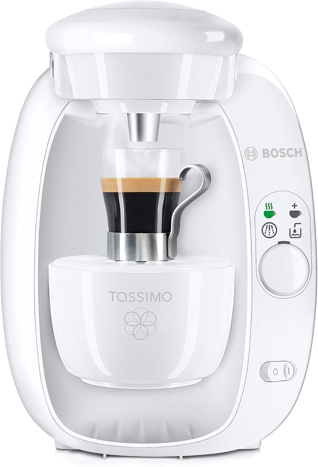 Bosch TAS2001 Tassimo Coffee Machine with an espresso cup