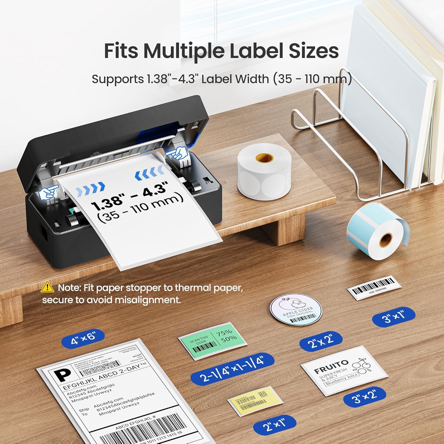 Stampante termica Bluetooth per etichette di spedizione, stampante termica portatile per etichette 4x6 per piccole attività, compatibile con iPhone, Android, Windows e Mac, ampiamente